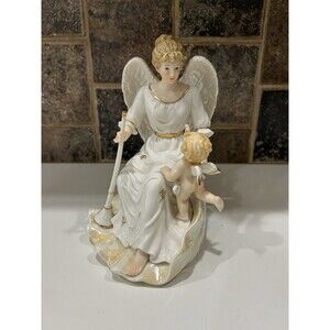 Vintage O’well Grandeur Noel Collection Angel figurine with cherub and trumpet